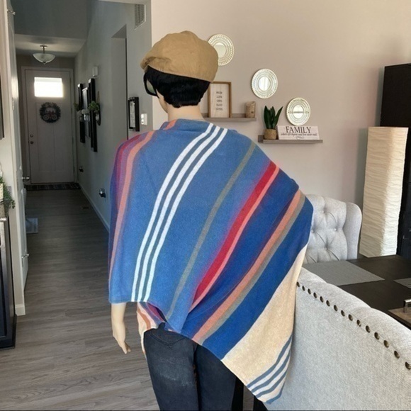 💋 Chaps knit poncho striped sweater cardigan - Picture 6 of 9